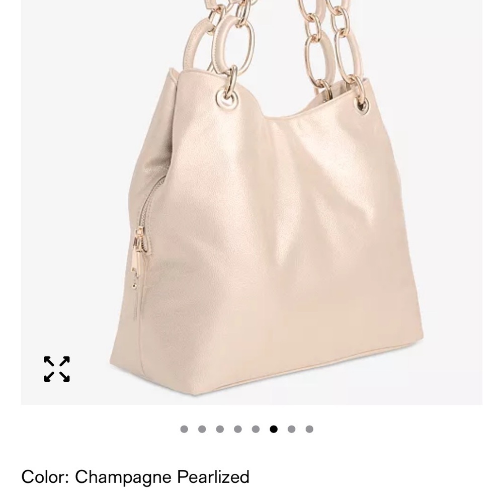 INC International Concepts Cream Shoulder Bag with Gold Accents - Picture 6 of 9